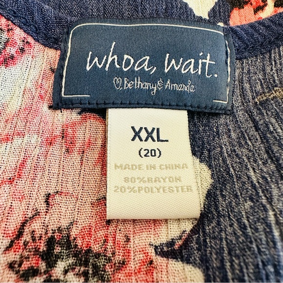 Whoa, Wait Floral Open Shoulder Long Sleeve Top Sz XXL - Picture 5 of 8